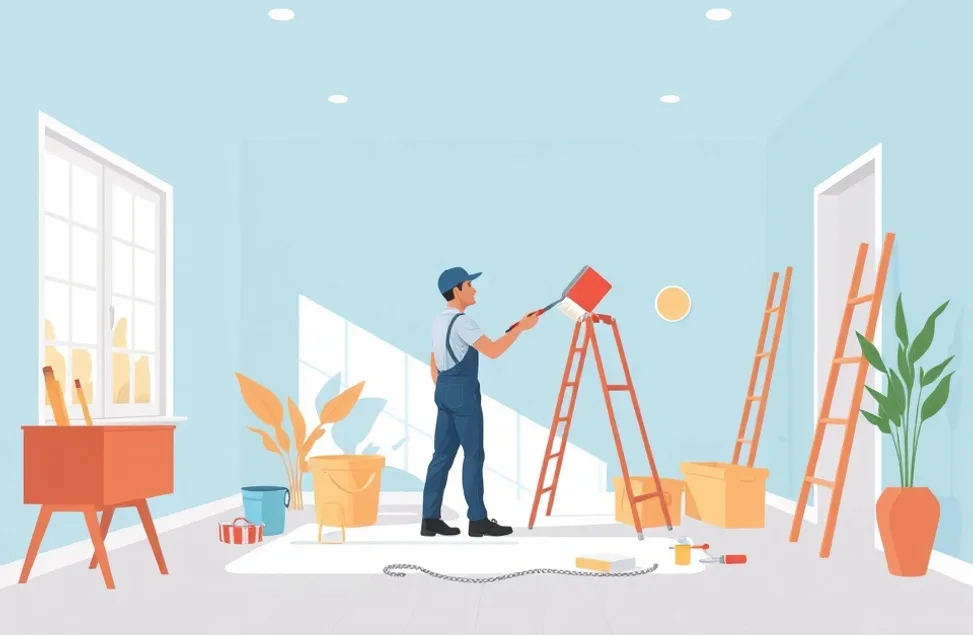 Intérieur rénové après travaux de peinture à Saint-Lô