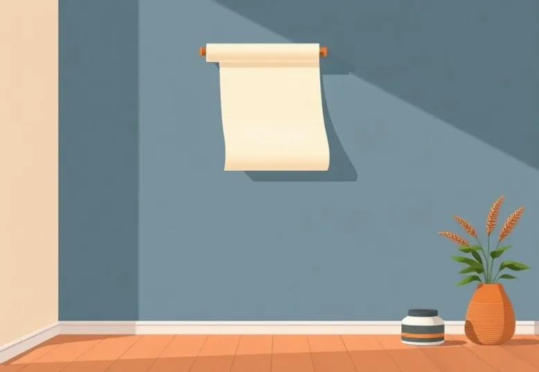Pose de papier peint, rouleau et brosse à maroufler